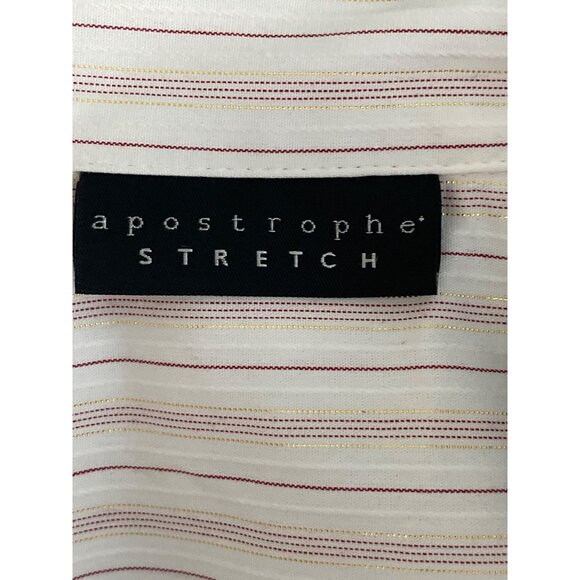 VTG Apostrophe Shirt Stripe Maroon White Gold 3/4 Sleeve Button Front Blouse Str - Picture 11 of 14